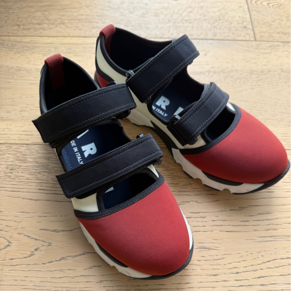 Marni Red and Black Velcro Mary Jane sneakers